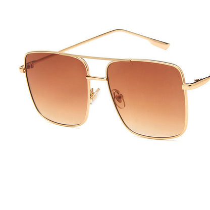 Large Square Metal Flat Mirror Retro Literary Polygonal Glasses Frame Square Large Frame Glasses