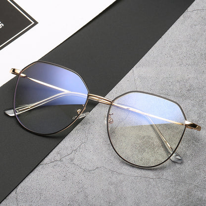 Glasses Myopia With Degree With Glasses Frame Female Korean Retro Metal Round Face Glasses Frame Super Light