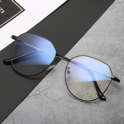 Glasses Myopia With Degree With Glasses Frame Female Korean Retro Metal Round Face Glasses Frame Super Light