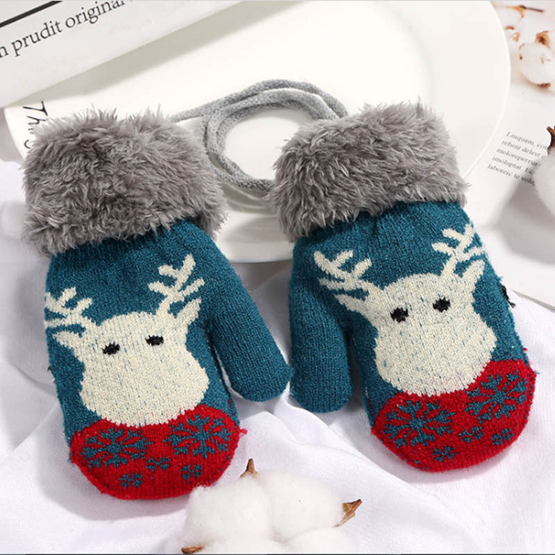 Children'S Gloves Winter New Christmas Cartoon Bag Refers To The Hanging Rope Warm Gloves Children'S Gloves
