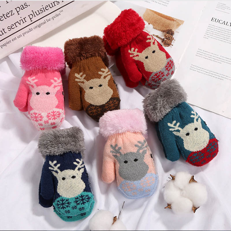 Children'S Gloves Winter New Christmas Cartoon Bag Refers To The Hanging Rope Warm Gloves Children'S Gloves