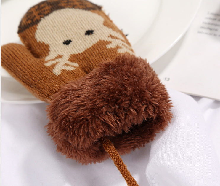 Children'S Gloves Winter New Christmas Cartoon Bag Refers To The Hanging Rope Warm Gloves Children'S Gloves