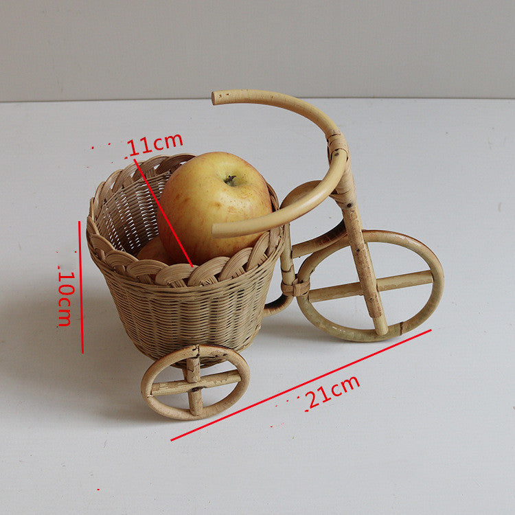Bamboo Woven Hand-Woven Straw Fruit Basket Wicker Rattan Food Bread Storage Box Kitchen Decoration Bicycle Finishing Storage Box