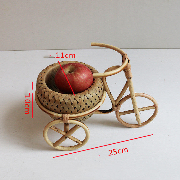 Bamboo Woven Hand-Woven Straw Fruit Basket Wicker Rattan Food Bread Storage Box Kitchen Decoration Bicycle Finishing Storage Box