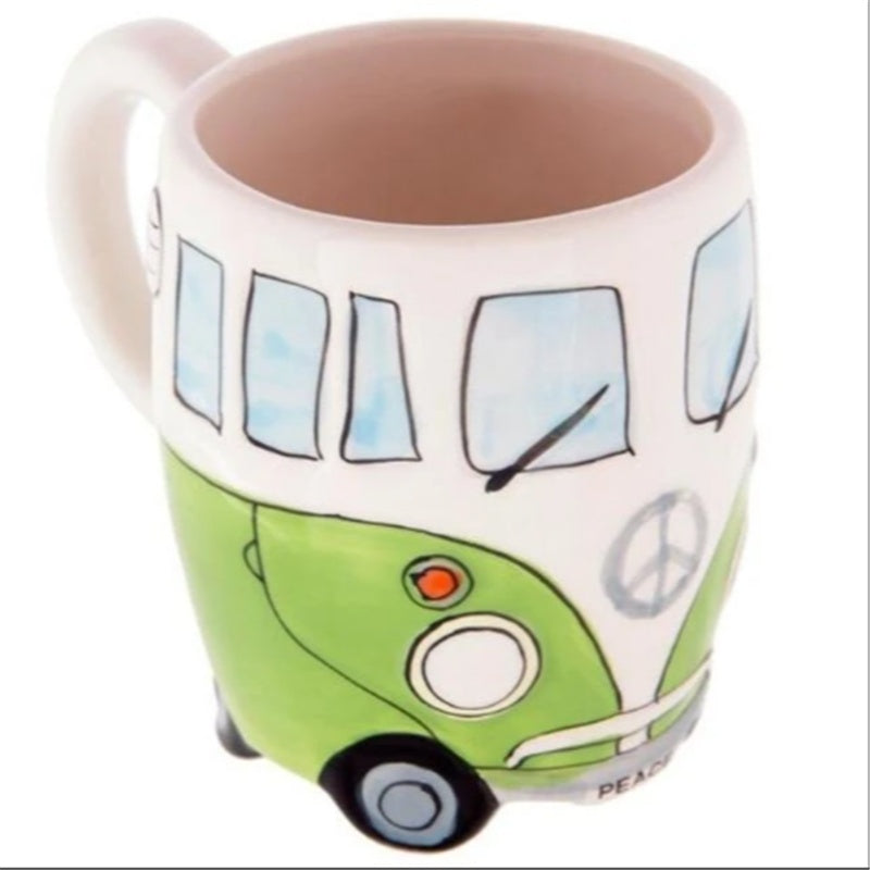 Hand Painted Ceramic Mug Cartoon Bus Mug Retro Car Mug
