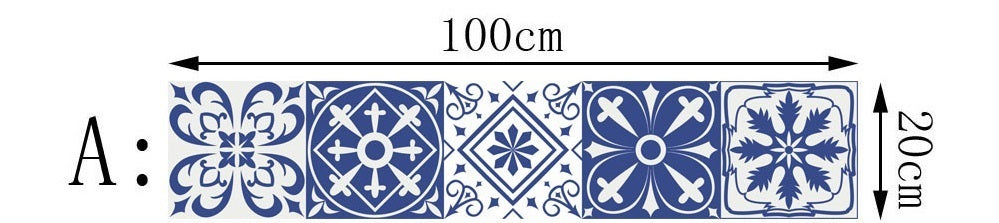 Cz015 Mediterranean Style Tile Stickers Retro Flower Rattan Wall Stickers Home Living Room Bedroom Kitchen Decoration Stickers