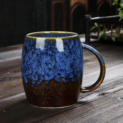 Creative Personality Mug Large-Capacity Simple Ceramic Mug For Men And Women Couples Japanese Coffee Cup Kiln Change Drinking Cup