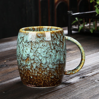 Creative Personality Mug Large-Capacity Simple Ceramic Mug For Men And Women Couples Japanese Coffee Cup Kiln Change Drinking Cup