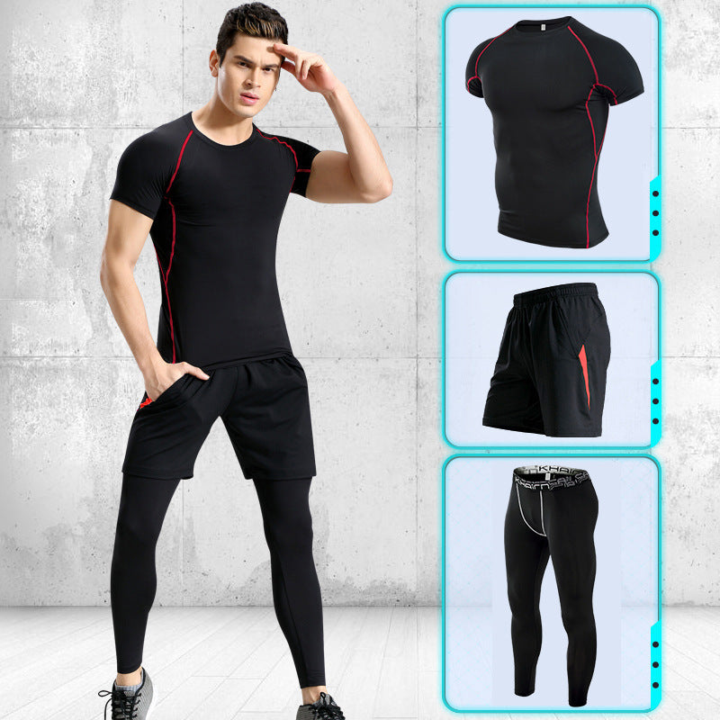 Sports suits men's stretch quick-drying short sleeves