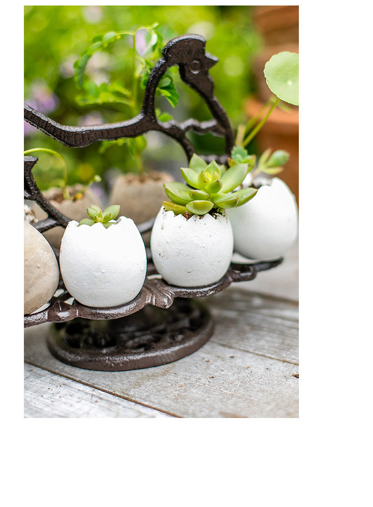 Retro Cast Iron Egg Rack American Country Nostalgic Rooster Ornaments Kitchen Cake Room Decoration Egg Tray Storage Rack