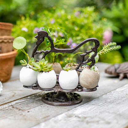 Retro Cast Iron Egg Rack American Country Nostalgic Rooster Ornaments Kitchen Cake Room Decoration Egg Tray Storage Rack