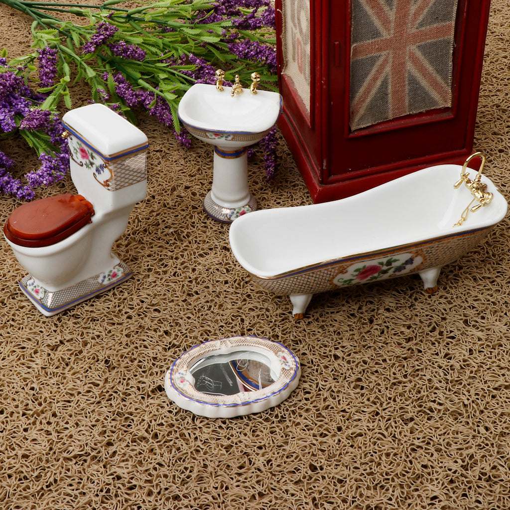 Dollhouse Dollhouse Miniature Mini Ceramic Bathroom Decoration Model