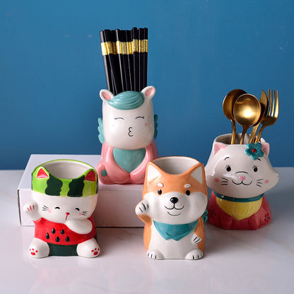 Ceramic Chopstick Holder Chopstick Cage Rack Kitchen Drain Tableware Storage Chopstick Holder