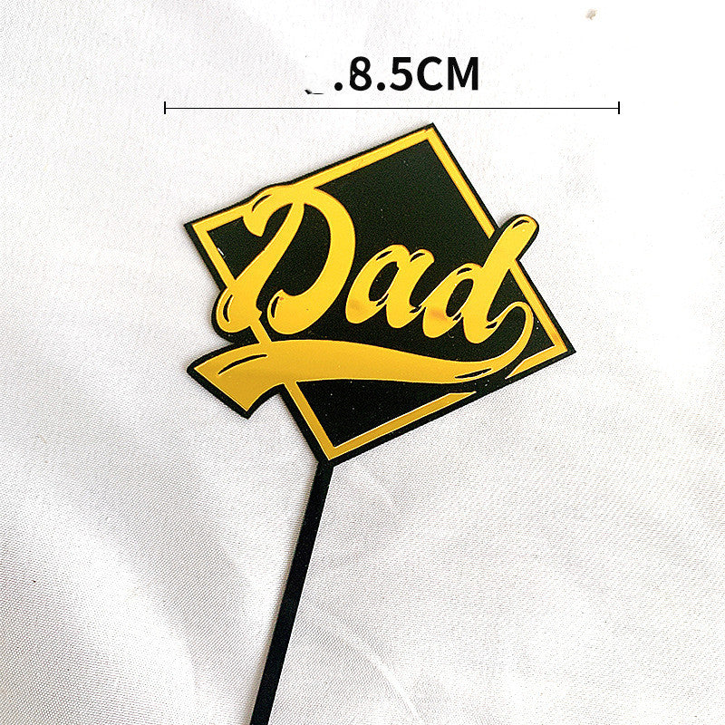 Father's Day Cake Decoration Dad Birthday Decoration Accessories Dad Double Acrylic Insert Letter Baking Decoration