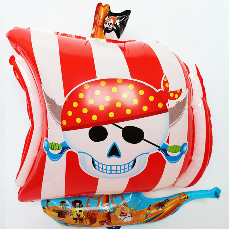 Pirate Ship Shape Aluminum Film Balloon Wholesale Cartoon Halloween Party Decoration Balloon Skull