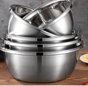 Food Grade 304 Stainless Steel Basin Household Kitchen Egg Beating Baking And Basin Washing Vegetables, Rice, Draining, Draining Soup Basin