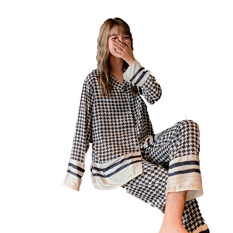 Ice Silk Houndstooth Pajamas Women