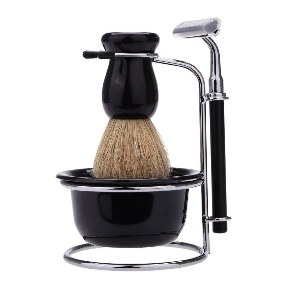 4 In 1 Men's Razor Set Male Facial Beard Cleaning Shaving Brush Bowl Stainess Steel Stand Holder 5 Blades Wet Shaving Razor Tool