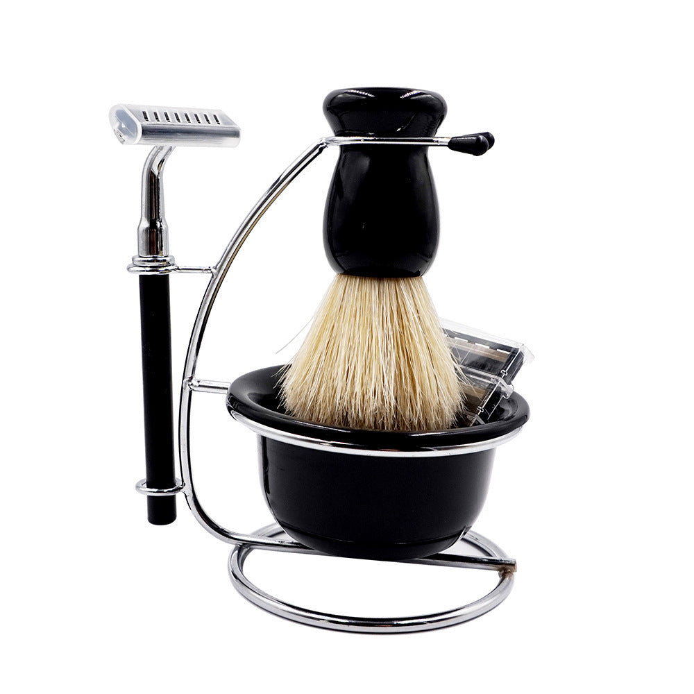 4 In 1 Men's Razor Set Male Facial Beard Cleaning Shaving Brush Bowl Stainess Steel Stand Holder 5 Blades Wet Shaving Razor Tool