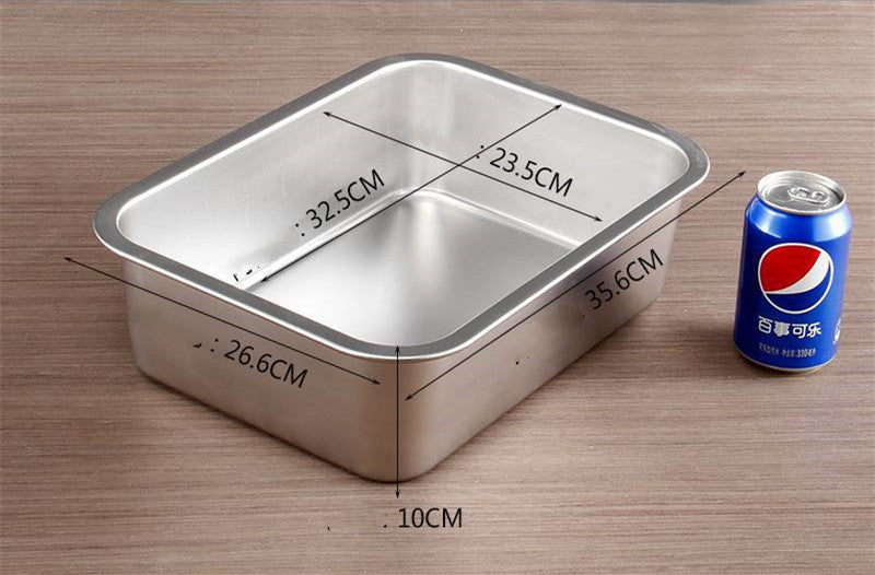 Stainless Steel Square Plate Flat Bottom Tray Deepen Kitchen Steaming Rice Tray