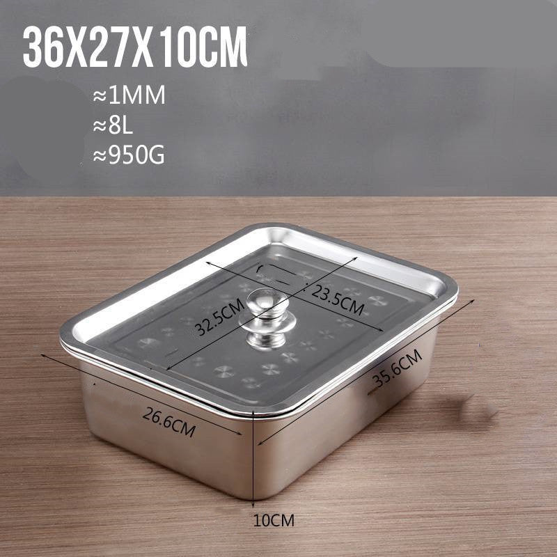 Stainless Steel Square Plate Flat Bottom Tray Deepen Kitchen Steaming Rice Tray