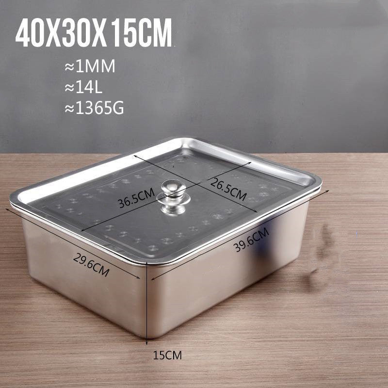 Stainless Steel Square Plate Flat Bottom Tray Deepen Kitchen Steaming Rice Tray