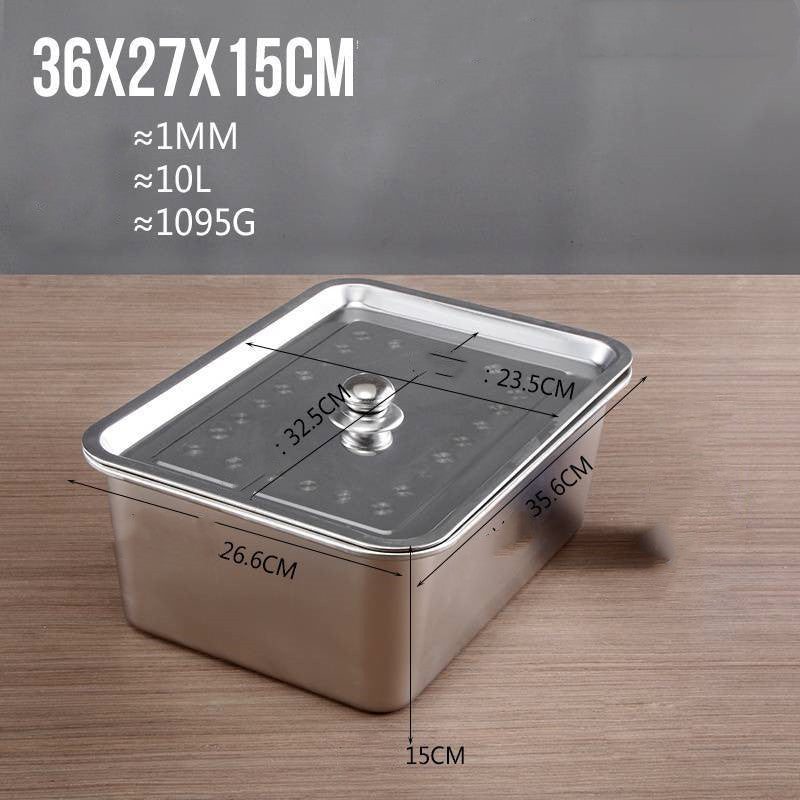 Stainless Steel Square Plate Flat Bottom Tray Deepen Kitchen Steaming Rice Tray