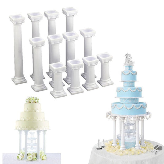 4pcs Pillars Wedding Cake Stands Cake Decorating Tools Multi-layered Roman Column Support Stand Decor 7.5cm 12.5cm 17cm