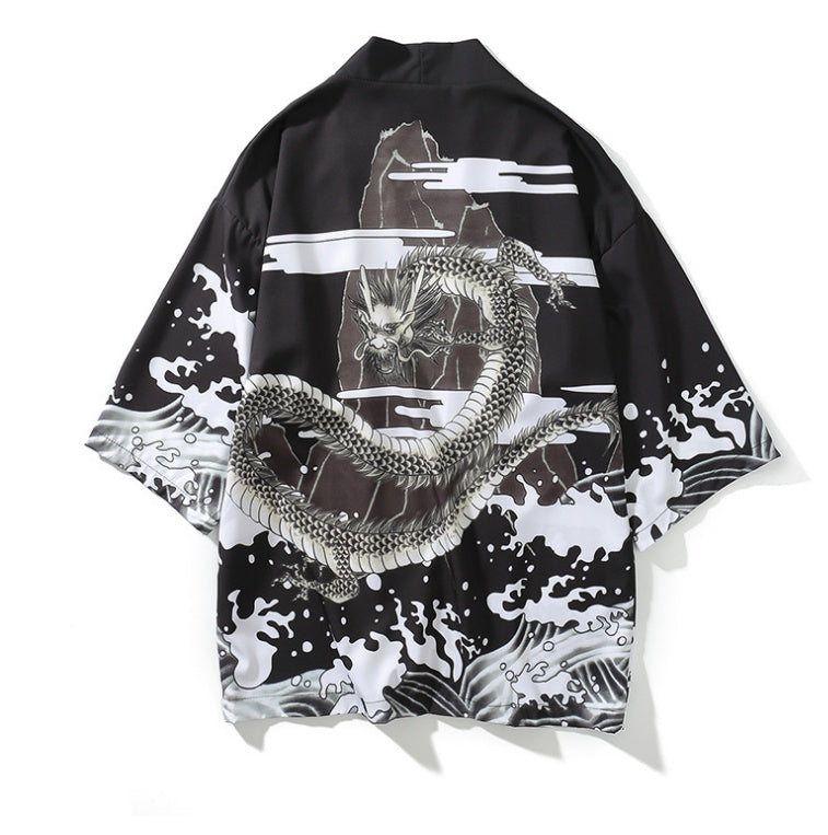 Ukiyo-e painted robes cardigan