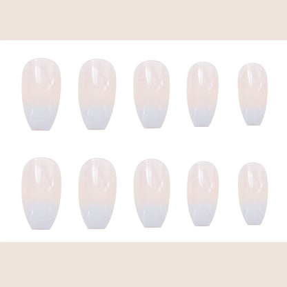 Gradient White Press-On Nails – Style 566
