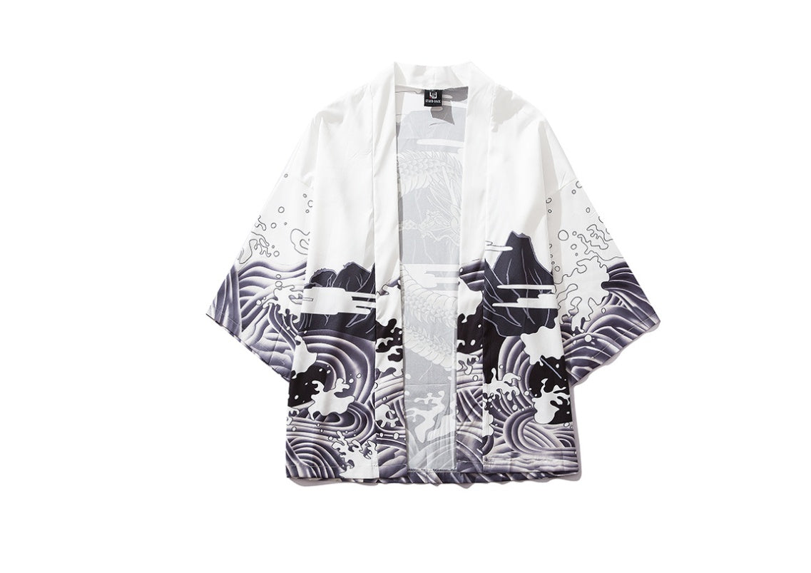 Ukiyo-e painted robes cardigan