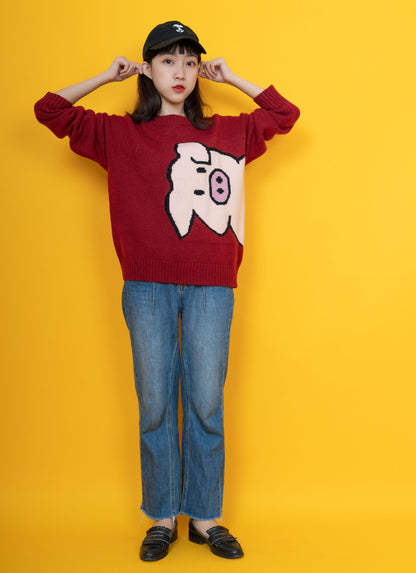 Spring New Year red pig sweater