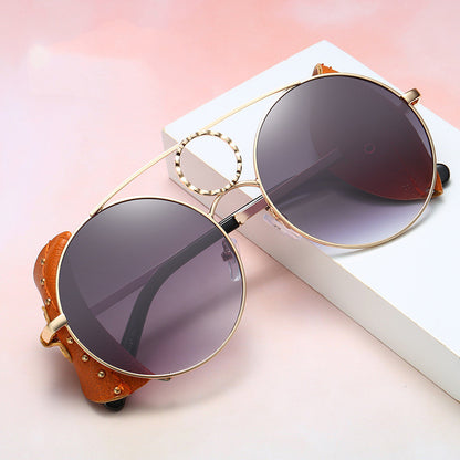 Ladies round frame sunglasses UV400 sunglasses
