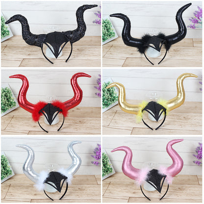 Halloween Ghost Festival Decoration Headdress Dance Party Props Large Horn Headdress