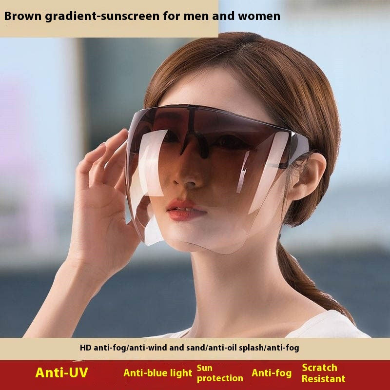 Face Screen Anti-droplet Anti-fog Windproof Eye Protection Dustproof Lampblack Mask Transparent Full Face Head Cover