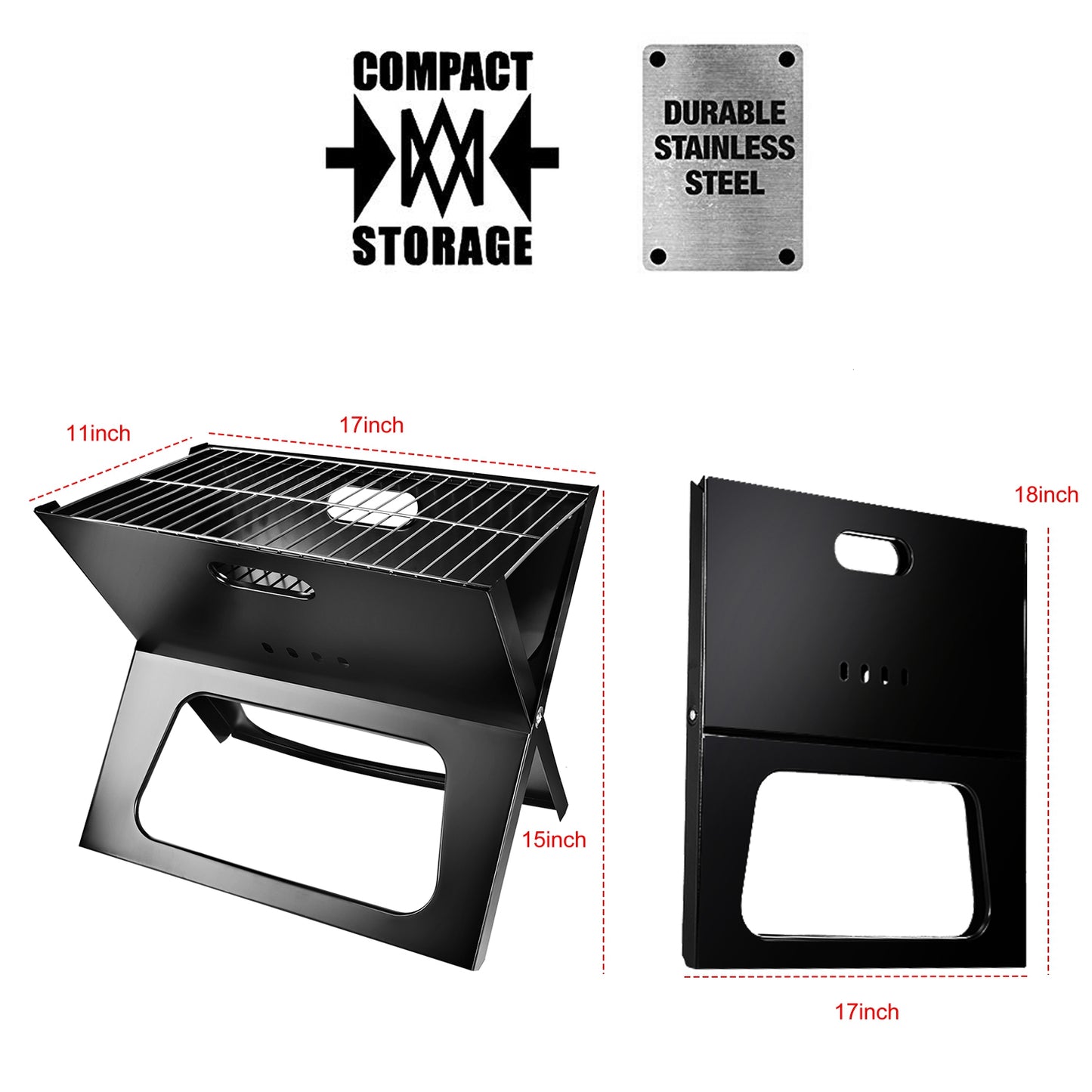 1Pc Portable BBQ Barbecue Grill Foldable Charcoal Grill Camping Garden Outdoor Travel
