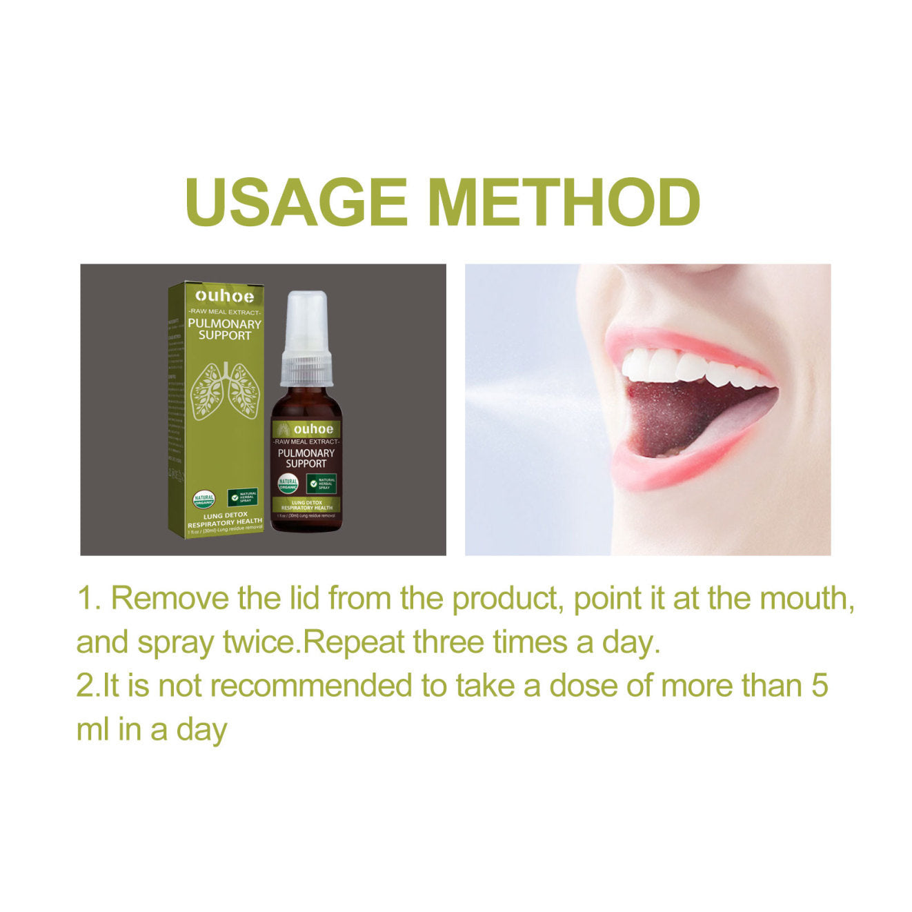 OUHOE Herbal Care Spray Relieves Cough, Phlegm, Dry Throat, Breath, Freshens Body And Cares Oral Spray