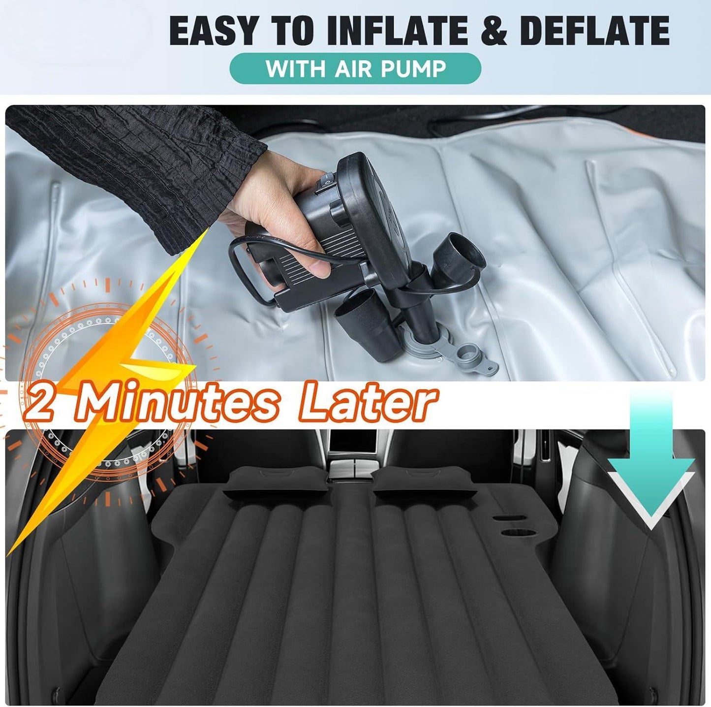 T ESLA Model Y Mattress- Inflatable Camping Bed Air Mattress For Model Y And SUV Travel,Foldable Air Mattress With Air Pump, 2 Air Pillows, And Storage Bag