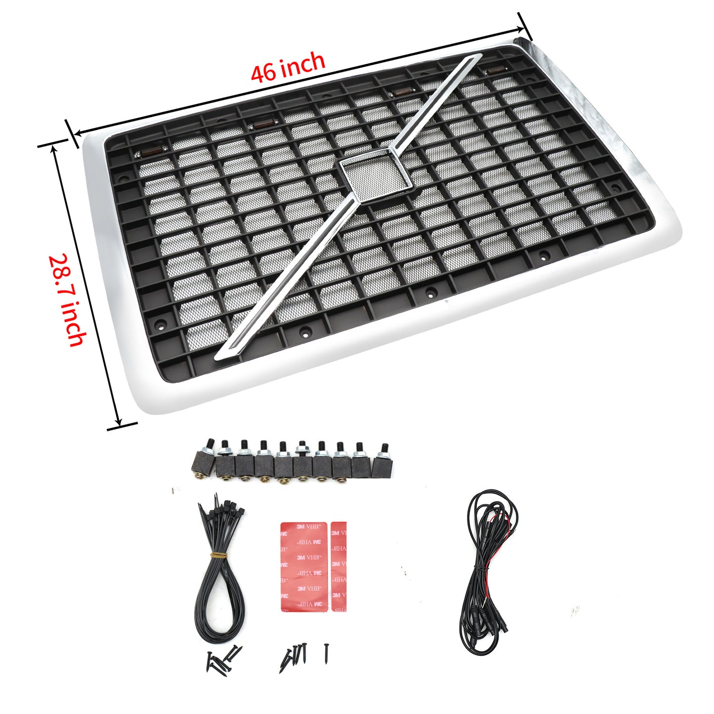 VOLVO, 2004-2017, VNL, Grille, US Version, Chrome Black, With Insect-proof Net, Revised