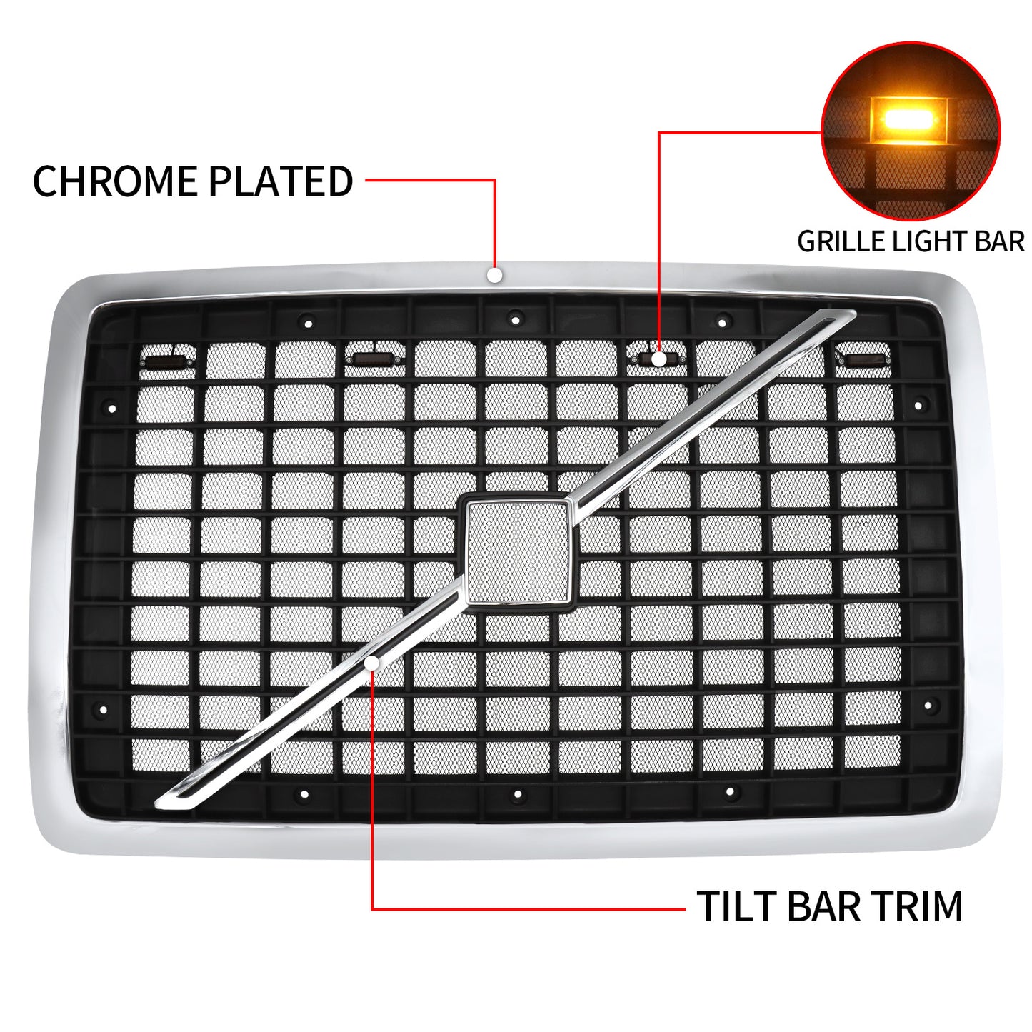 VOLVO, 2004-2017, VNL, Grille, US Version, Chrome Black, With Insect-proof Net, Revised