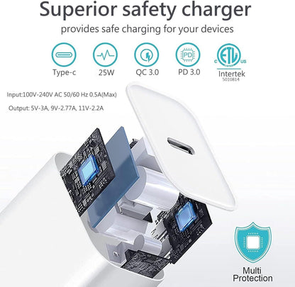 Phone Charger, Cube Phone Charger Travel 1Pack 6FT Lightning Cable Cord Quick Fast Charging Cord USB Wall Chargers Travel Plug Adapter For Phone 16 15 14 13 12 11 X 8 Plus XR XS Max 7 SE IPad, Airpods