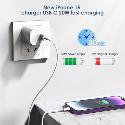 Phone Charger, Cube Phone Charger Travel 1Pack 6FT Lightning Cable Cord Quick Fast Charging Cord USB Wall Chargers Travel Plug Adapter For Phone 16 15 14 13 12 11 X 8 Plus XR XS Max 7 SE IPad, Airpods