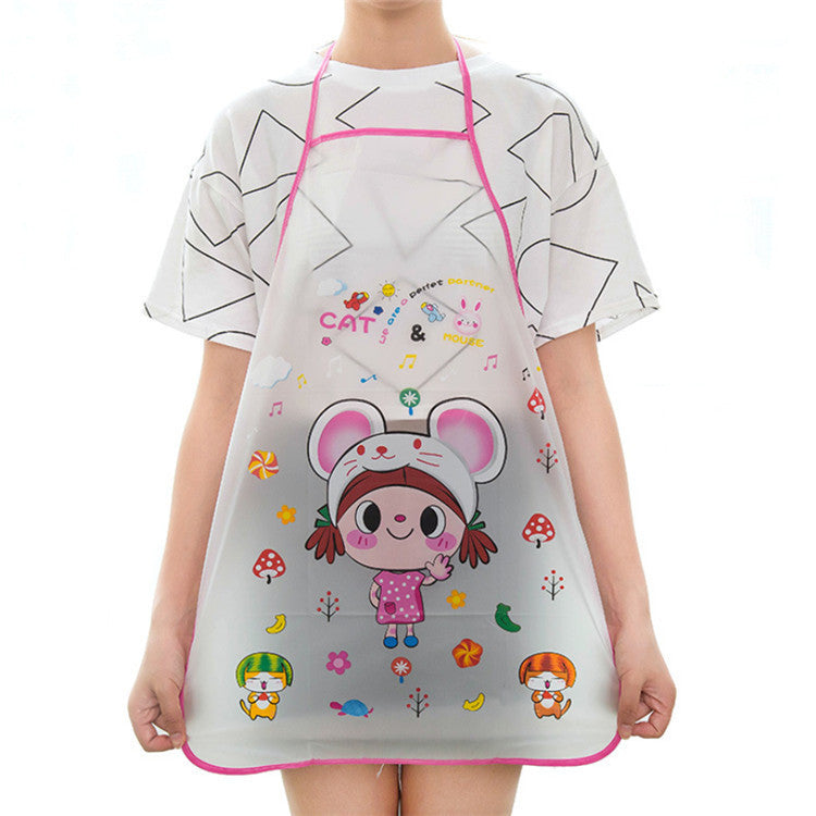 Kitchen Pvc Cute Cartoon Apron Oil-proof Waterproof