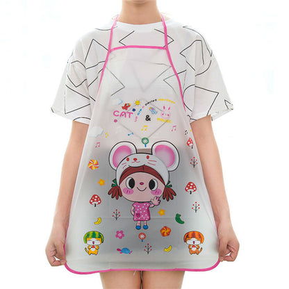 Kitchen Pvc Cute Cartoon Apron Oil-proof Waterproof