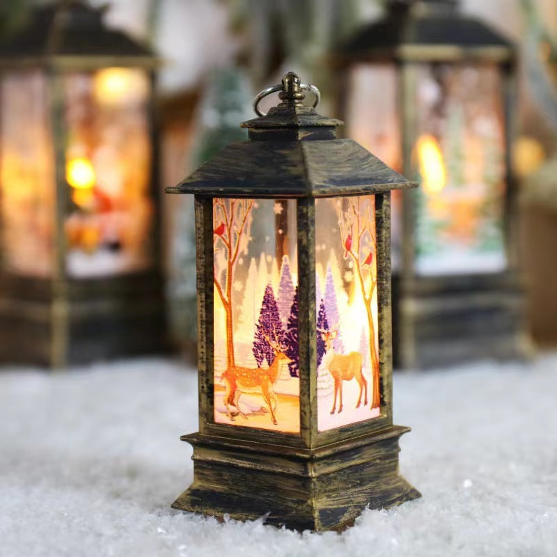 Christmas Storm Lantern Candlestick Lamp Small Night Lamp Old Snowman Decoration Small Night Lamp Desktop Decoration