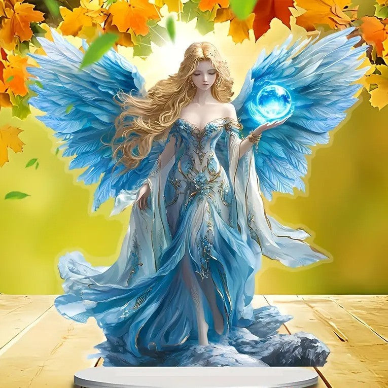 Guardian Angel Statue Acrylic Desktop Decoration With Base Decoration Office Holiday Decoration