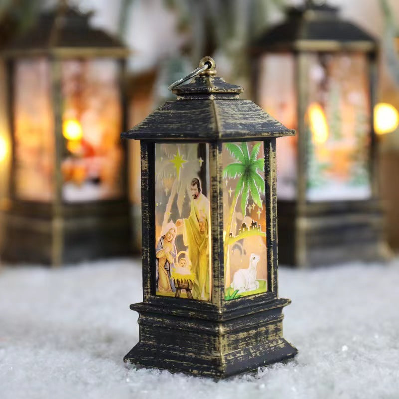 Christmas Storm Lantern Candlestick Lamp Small Night Lamp Old Snowman Decoration Small Night Lamp Desktop Decoration
