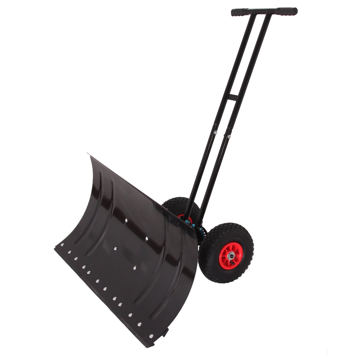 This 30-inch Wide, 15-inch High Metal Snowplow Features Two Wheels, Adjustable Handle Angle And Height For Easy Snow Removal, And An Ergonomic Single-pole Design Suitable For Driveways And Sidewalks.