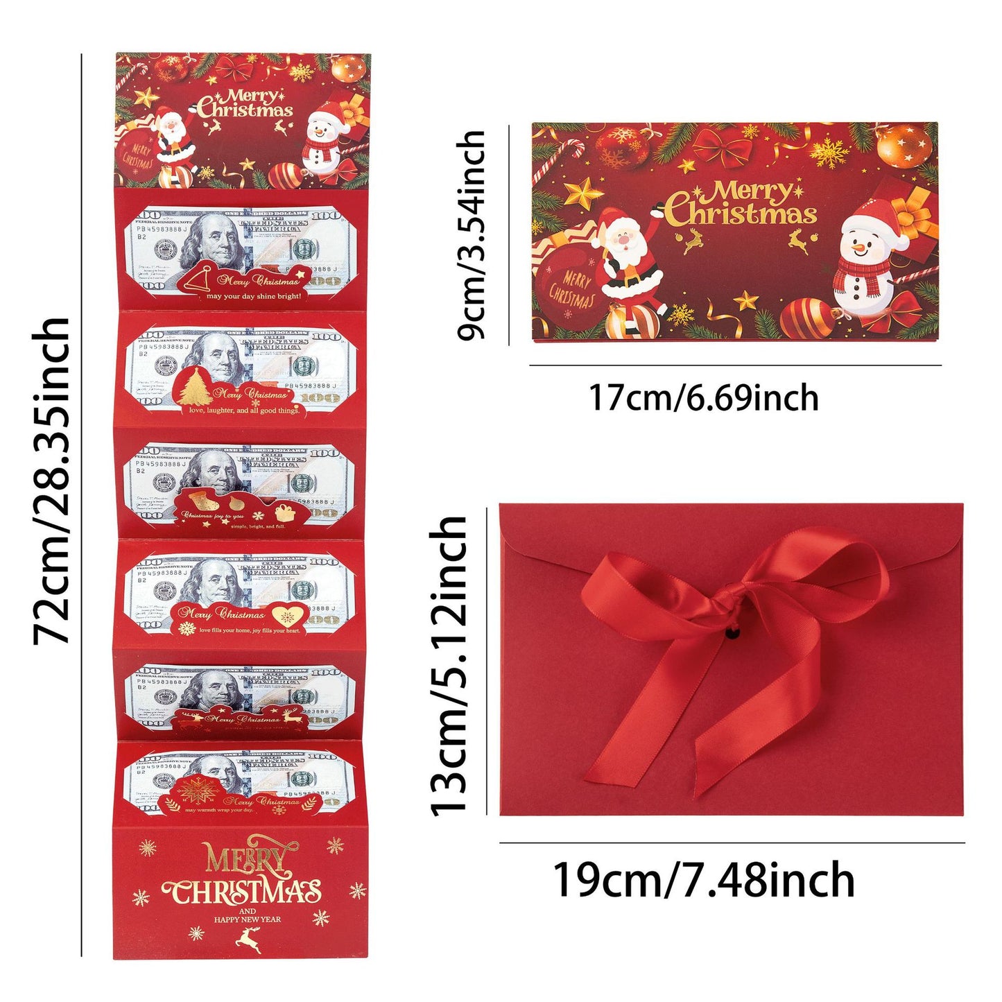 New 6-card Red Envelope Christmas Gilding Folding Red Envelope