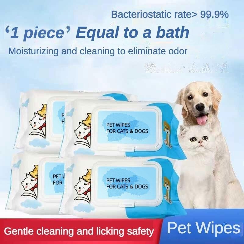 Dog Cat Pet Wet Wipes For Paws And Butt, EarsEyes  Plant-based Pet Wipes, Unscented DogWipes, Cleaning Deodorizing, Paw Wipes ForDogs Cats Pets
